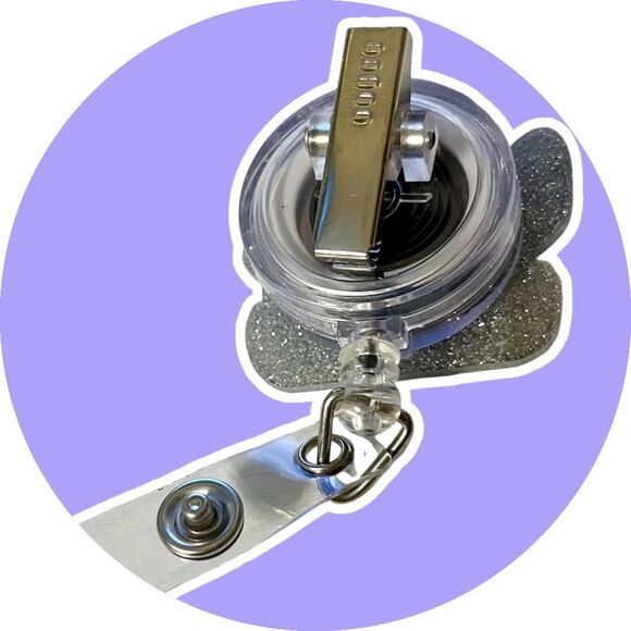 Caffeine Lover Sloth Retractable Glitter Badge Reel: Perfect for Nurses etc. - Picture 3 of 5